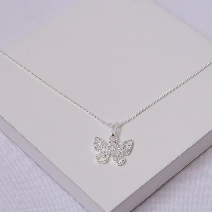GARGANTILHA CHOKER BORBOLETA E FLOR ZIRCÔNIAS