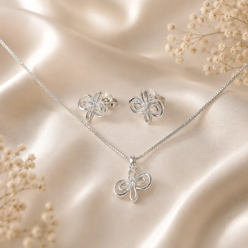 GARGANTILHA FLOR FIOS LISO COM ZIRCÔNIA NO MEIO